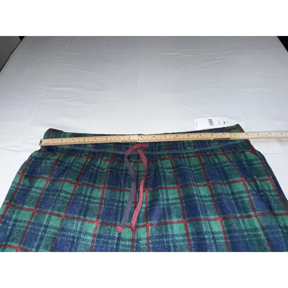 Tommy Bahama Mens Pajama Bottoms Navy Green Plaid Fleece Sleep Pants TB82298T L